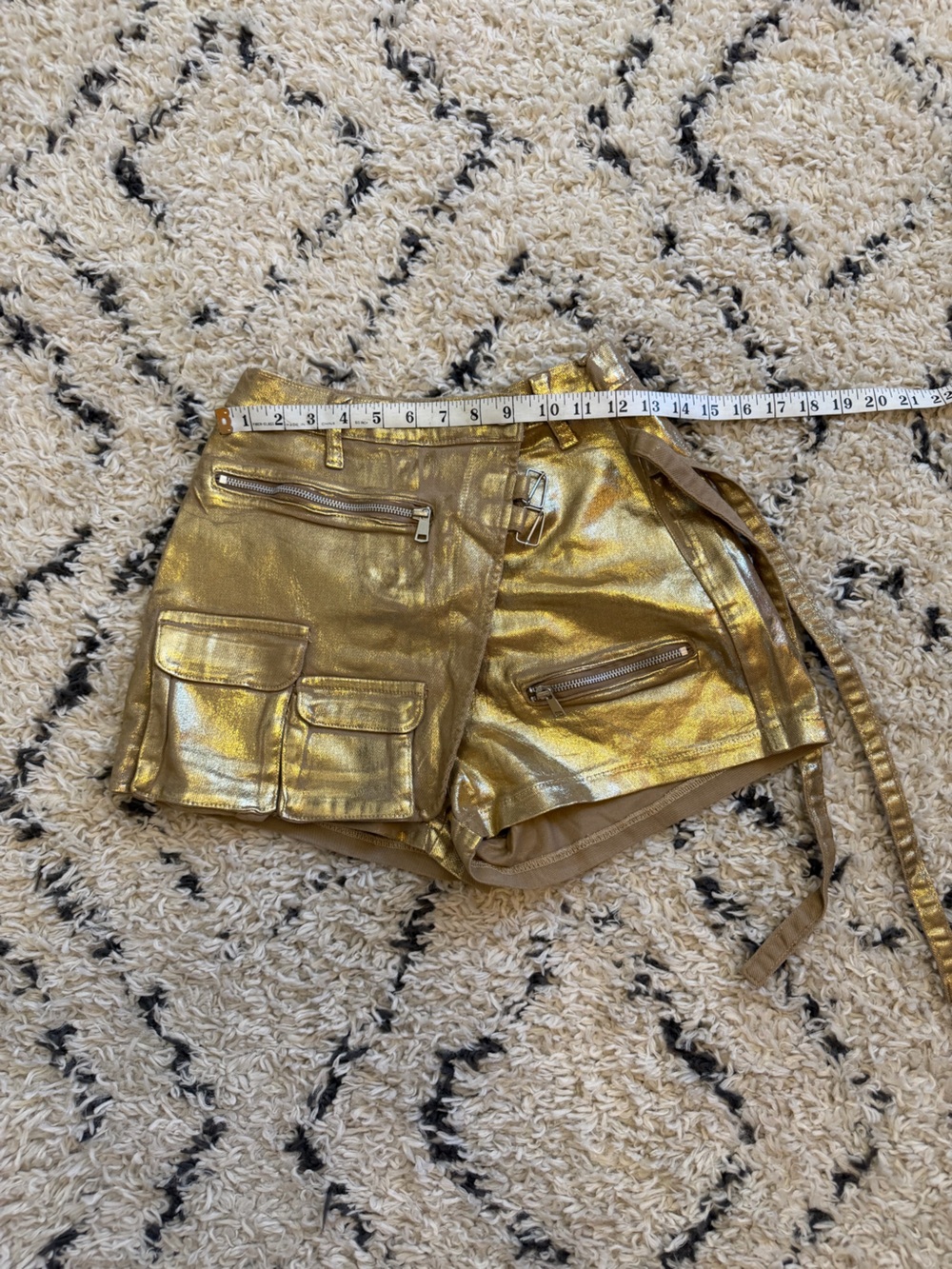 AKIRA Metallic Gold Cargo Shorts
